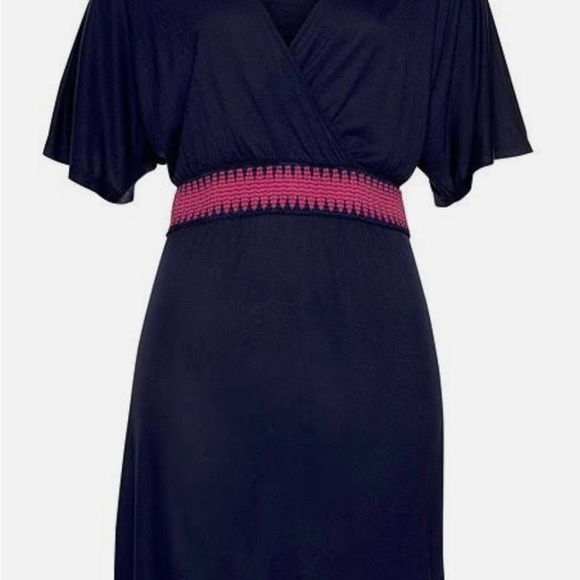 Navy Wrap Look Dress - Picture 2 of 4